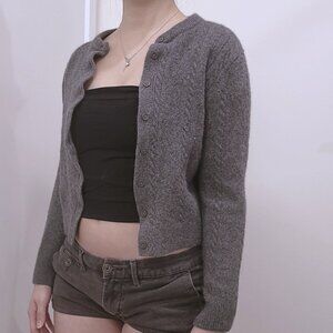 Aritzia Grey Cable Knit Mini Cardigan